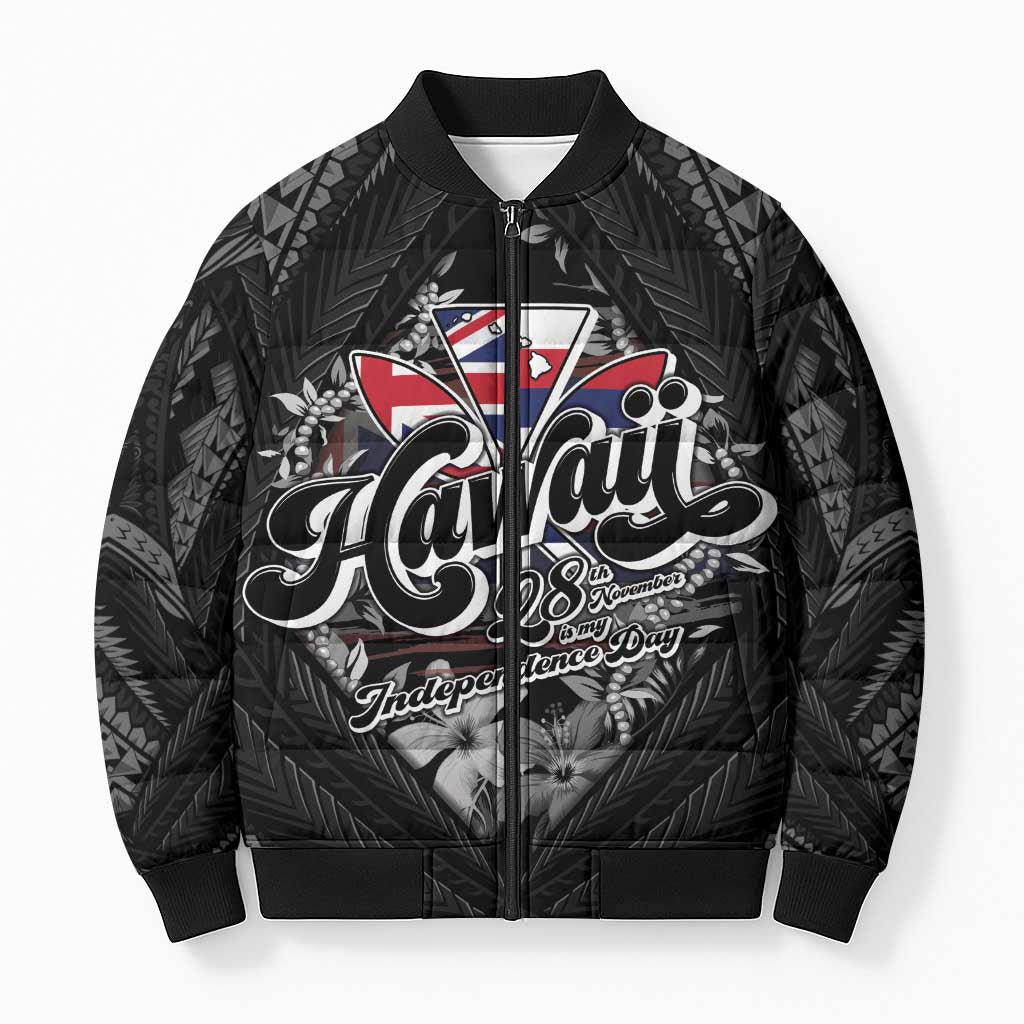 Hawaii November 28th Bomber Puffer Jacket Kanaka Maoli Tribal Pattern - Polynesian Pride