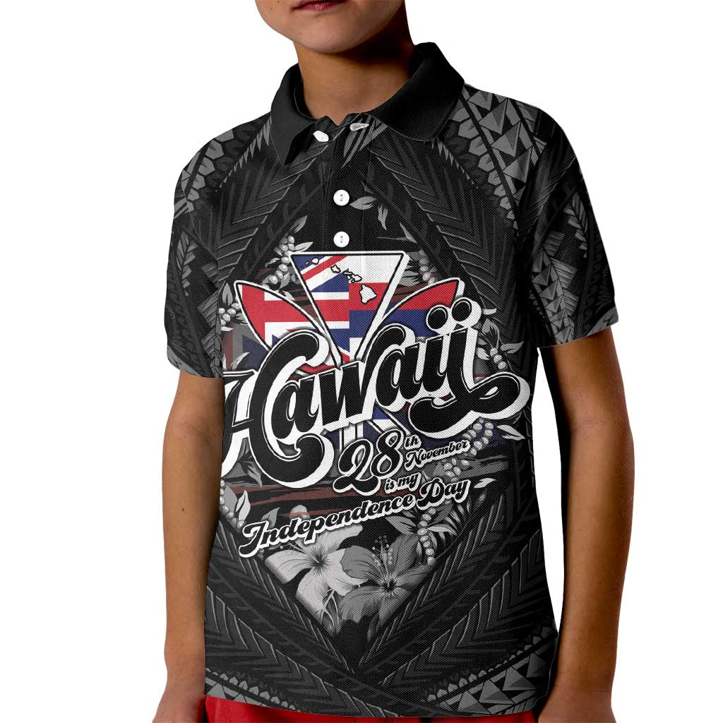 Hawaii November 28th Kid Polo Shirt Kanaka Maoli Tribal Pattern - Polynesian Pride