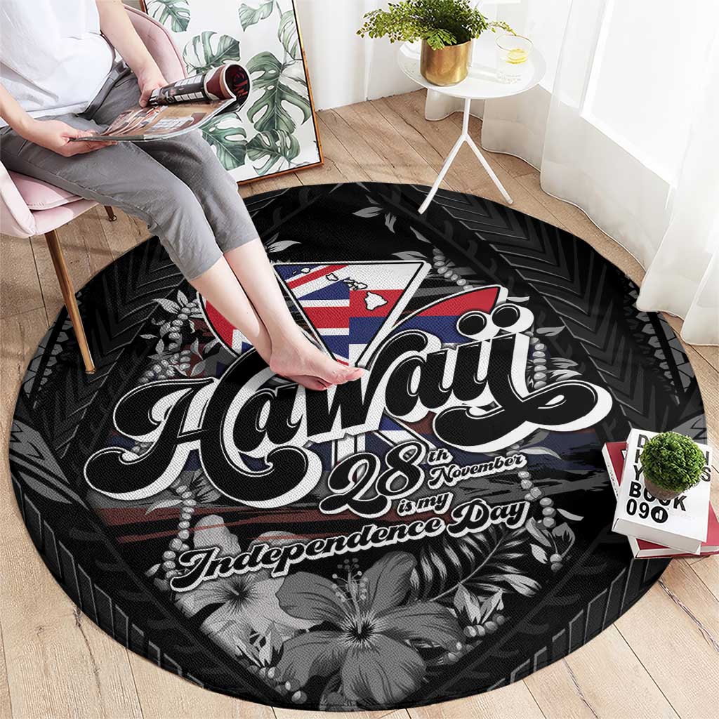 Hawaii November 28th Round Carpet Kanaka Maoli Tribal Pattern - Polynesian Pride