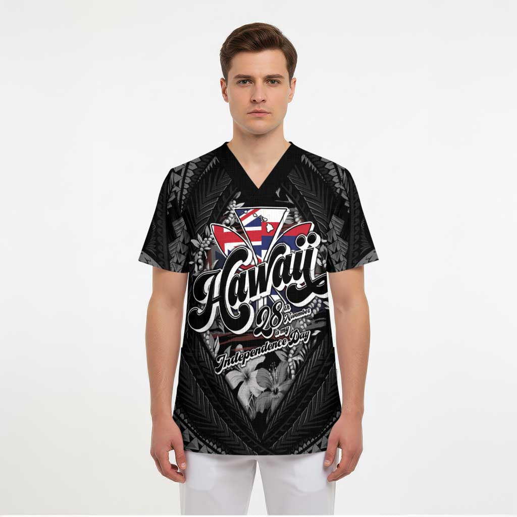 Hawaii November 28th Scrub Top Kanaka Maoli Tribal Pattern - Polynesian Pride