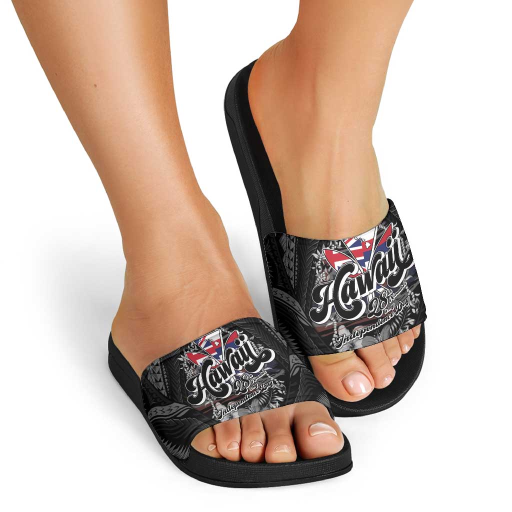 Hawaii November 28th Slide Sandals Kanaka Maoli Tribal Pattern - Polynesian Pride