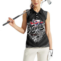 Hawaii November 28th Women Sleeveless Polo Shirt Kanaka Maoli Tribal Pattern - Polynesian Pride