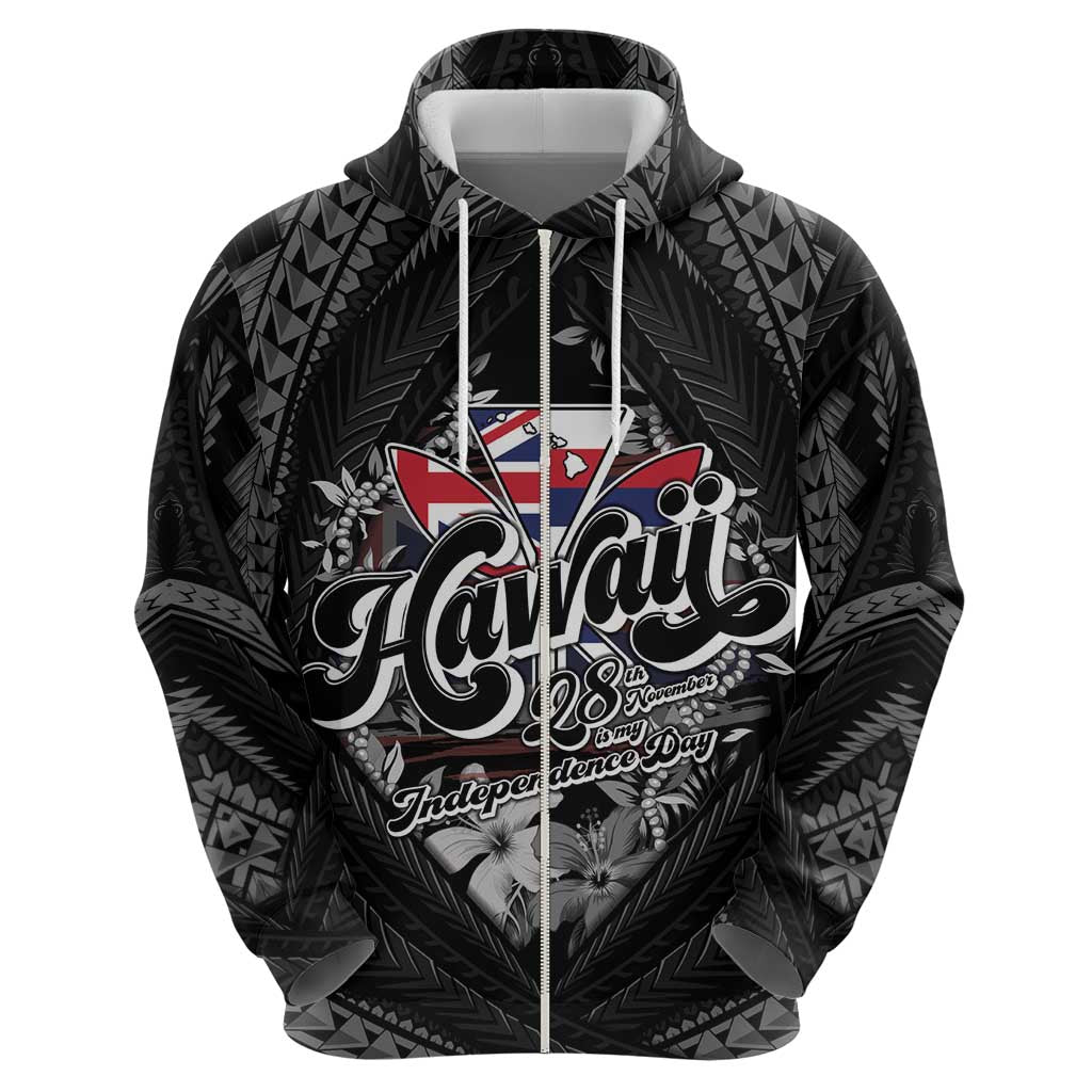 Hawaii November 28th Zip Hoodie Kanaka Maoli Tribal Pattern - Polynesian Pride