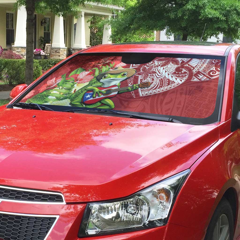 Puerto Rico Coqui Frog Auto Sun Shade Tropical Flowers Polynesian Style LT05 - Polynesian Pride
