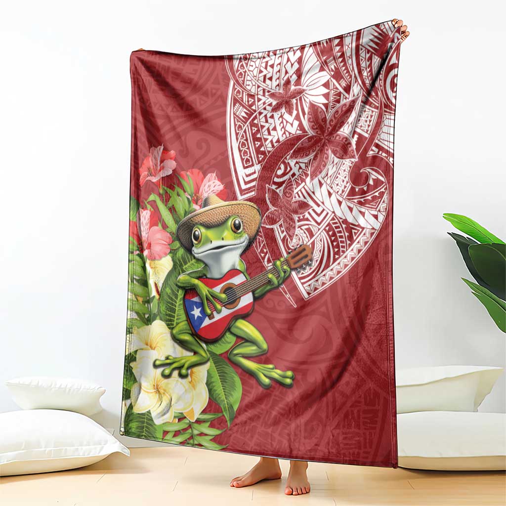 Puerto Rico Coqui Frog Blanket Tropical Flowers Polynesian Style LT05 - Polynesian Pride