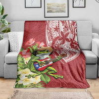 Puerto Rico Coqui Frog Blanket Tropical Flowers Polynesian Style LT05 - Polynesian Pride