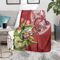 Puerto Rico Coqui Frog Blanket Tropical Flowers Polynesian Style LT05 - Polynesian Pride