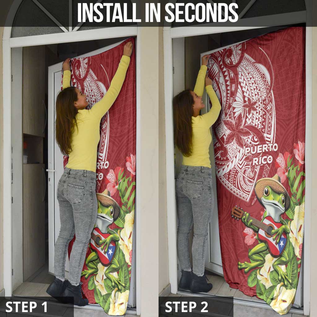 Puerto Rico Coqui Frog Door Cover Tropical Flowers Polynesian Style LT05 - Polynesian Pride