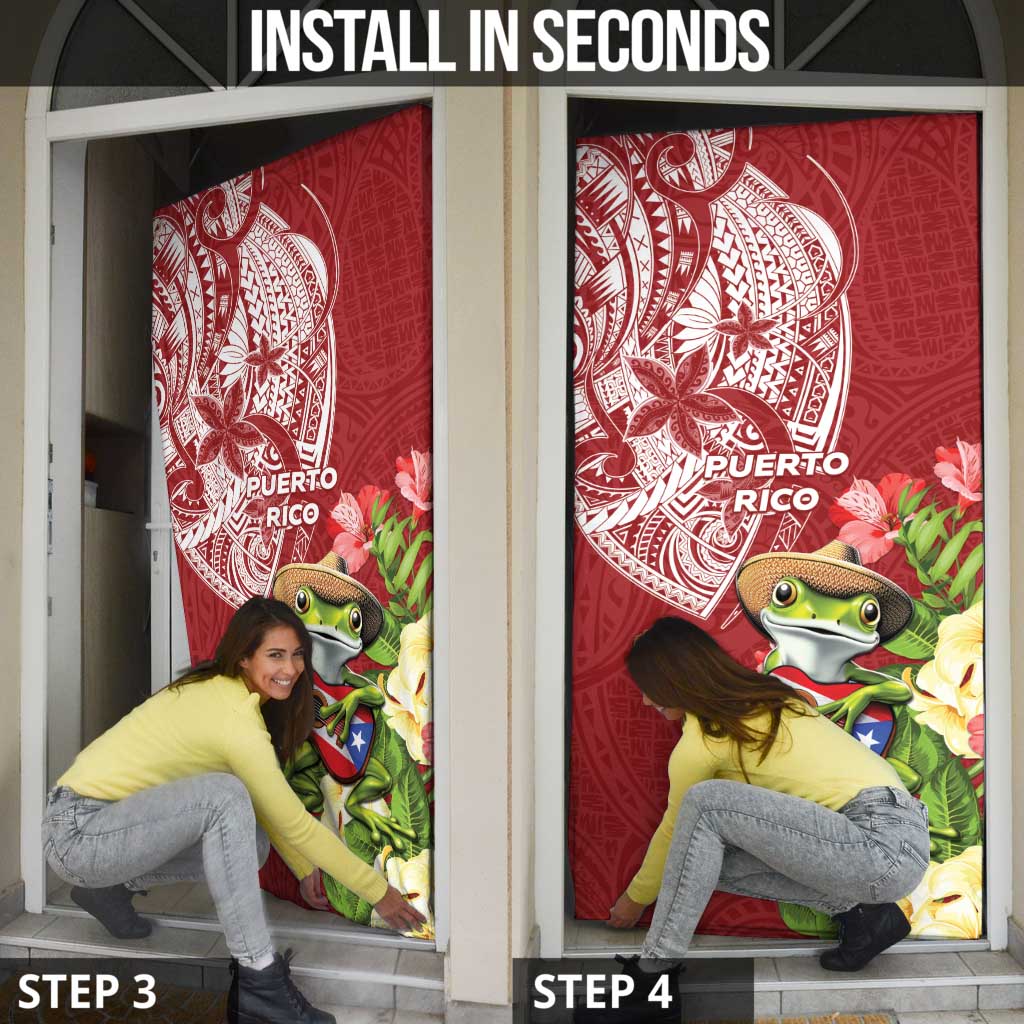 Puerto Rico Coqui Frog Door Cover Tropical Flowers Polynesian Style LT05 - Polynesian Pride