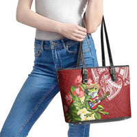 Puerto Rico Coqui Frog Leather Tote Bag Tropical Flowers Polynesian Style LT05 - Polynesian Pride