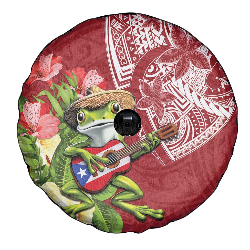Puerto Rico Coqui Frog Spare Tire Cover Tropical Flowers Polynesian Style LT05 - Polynesian Pride
