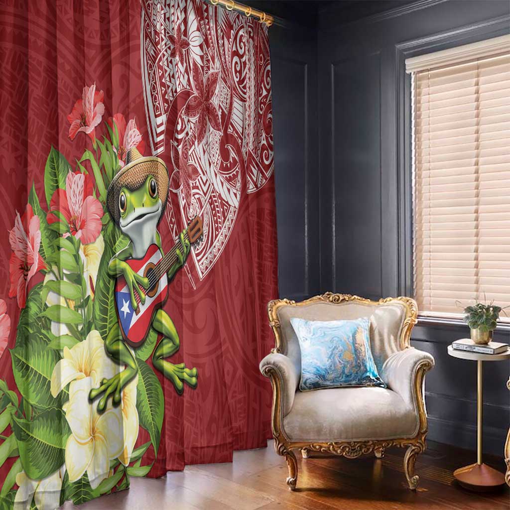 Puerto Rico Coqui Frog Window Curtain Tropical Flowers Polynesian Style LT05 - Polynesian Pride