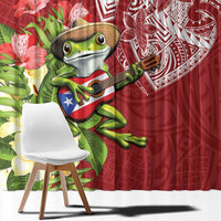 Puerto Rico Coqui Frog Window Curtain Tropical Flowers Polynesian Style LT05 - Polynesian Pride