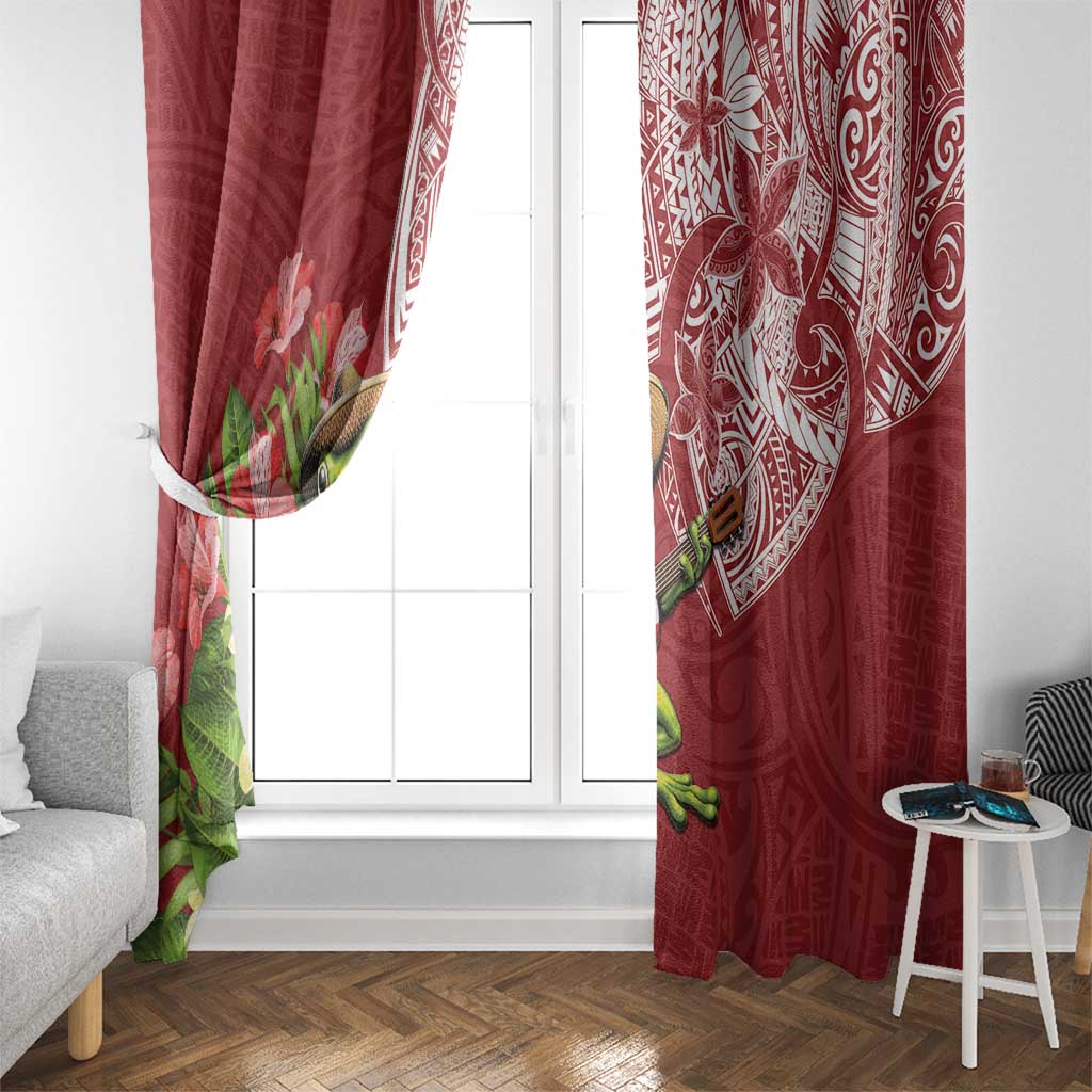 Puerto Rico Coqui Frog Window Curtain Tropical Flowers Polynesian Style LT05 - Polynesian Pride