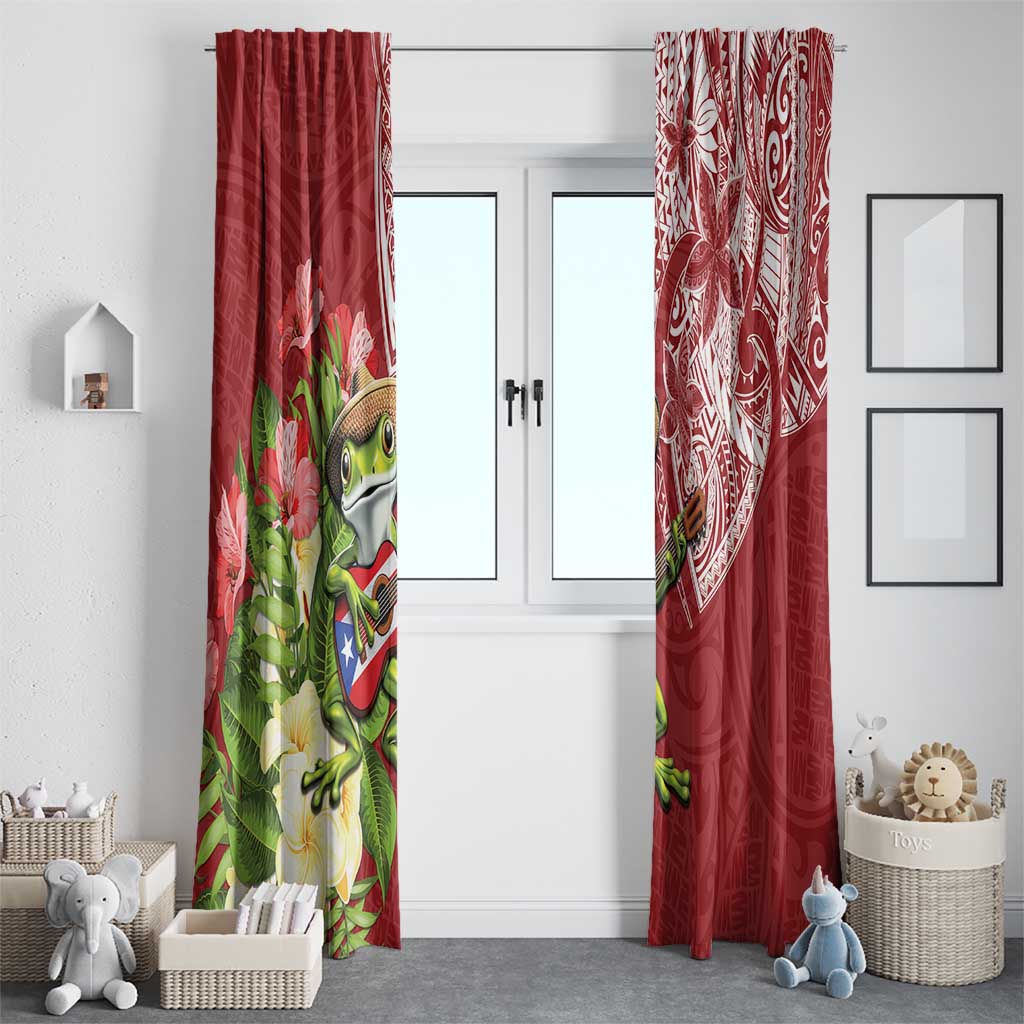 Puerto Rico Coqui Frog Window Curtain Tropical Flowers Polynesian Style LT05 - Polynesian Pride