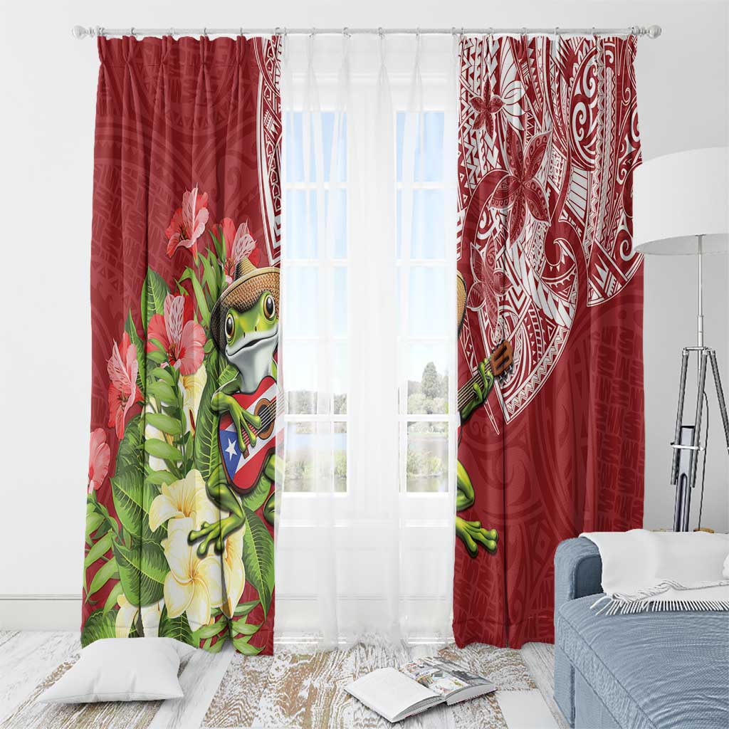 Puerto Rico Coqui Frog Window Curtain Tropical Flowers Polynesian Style LT05 - Polynesian Pride