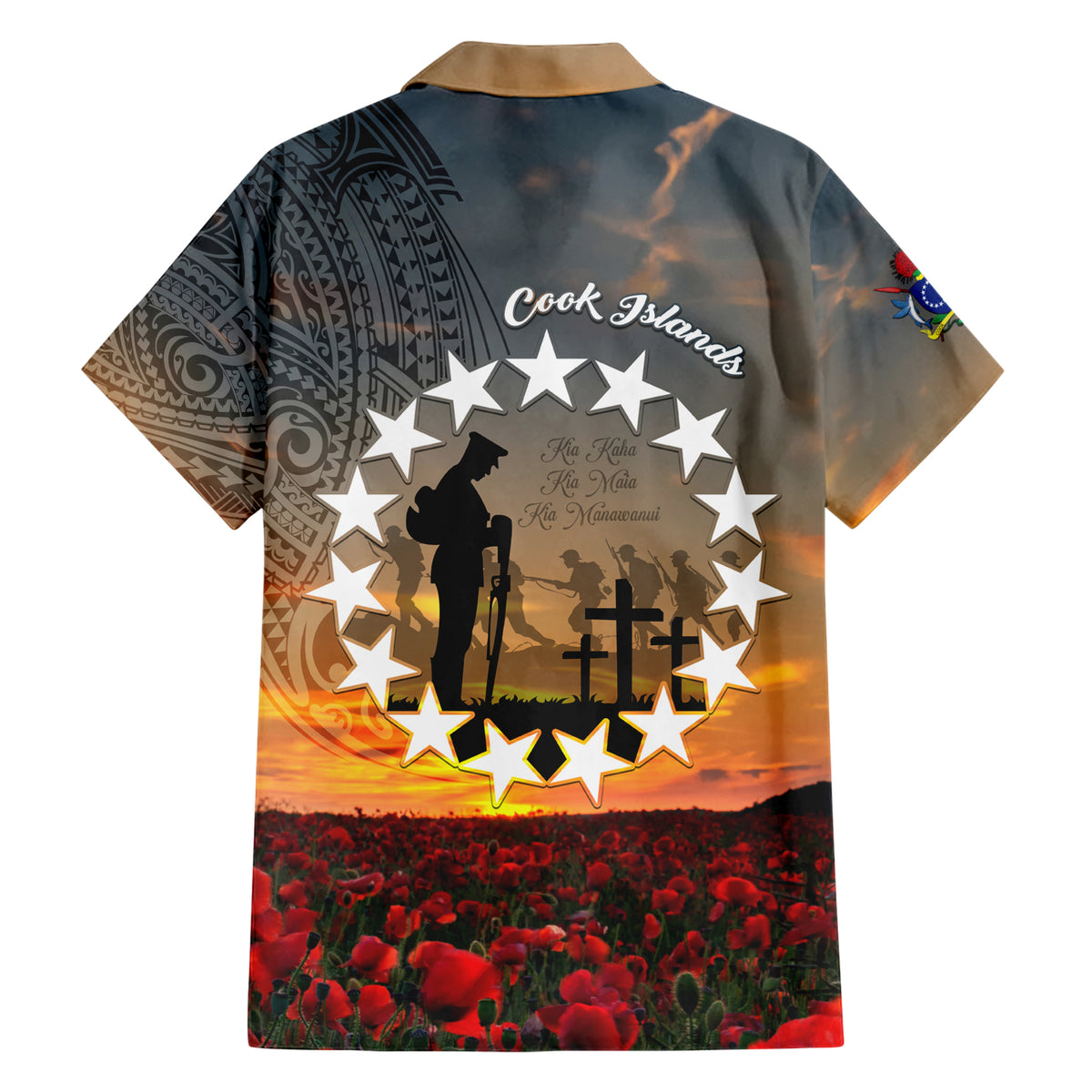 Cook Islands ANZAC Day Family Matching Short Sleeve Bodycon Dress and Hawaiian Shirt Lest We Forget LT05 - Polynesian Pride
