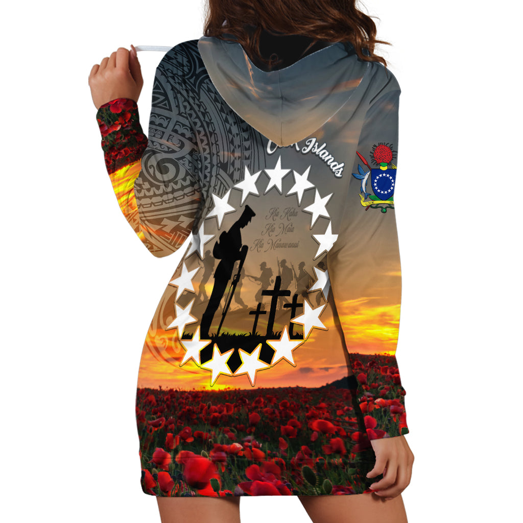 Cook Islands ANZAC Day Hoodie Dress Lest We Forget LT05 - Polynesian Pride