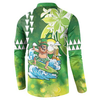 Hawaii Saint Patrick's Day Button Sweatshirt Funny Surfing Leprechaun