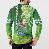 Hawaii Saint Patrick's Day Button Sweatshirt Funny Surfing Leprechaun