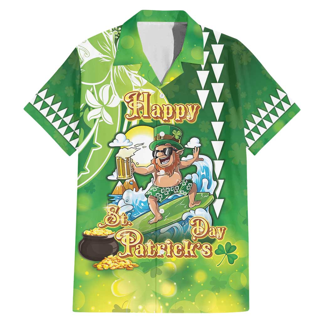 Hawaii Saint Patrick's Day Family Matching Mermaid Dress and Hawaiian Shirt Funny Surfing Leprechaun