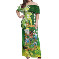 Hawaii Saint Patrick's Day Off Shoulder Maxi Dress Funny Surfing Leprechaun