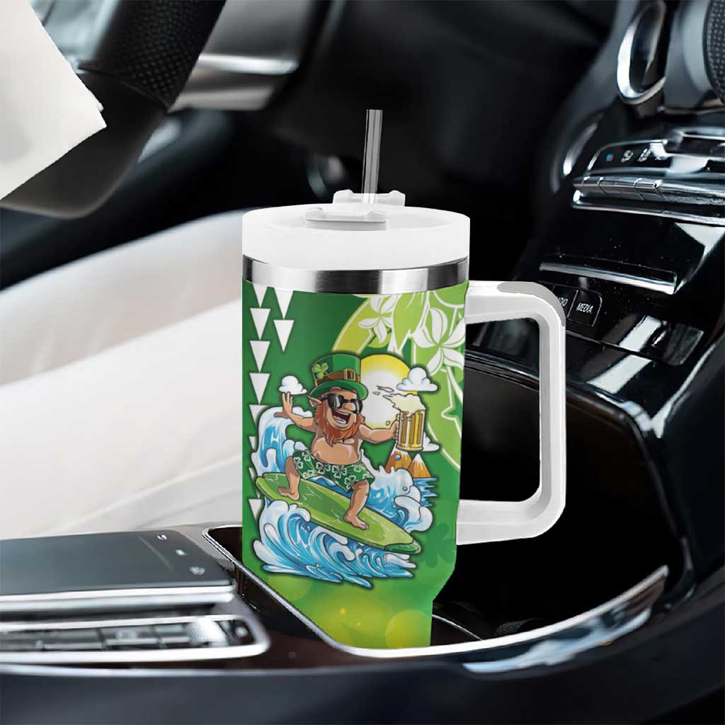 Hawaii Saint Patrick's Day Tumbler With Handle Funny Surfing Leprechaun