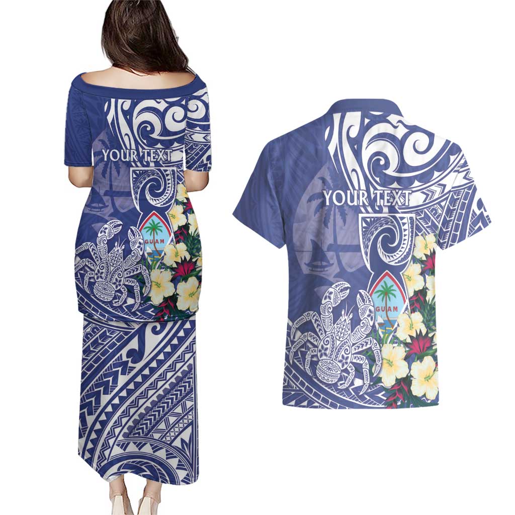 Personalised Hafa Adai Guam Couples Matching Puletasi and Hawaiian Shirt Latte Stone With Coconut Crab LT05 - Polynesian Pride