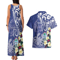 Personalised Hafa Adai Guam Couples Matching Tank Maxi Dress and Hawaiian Shirt Latte Stone With Coconut Crab