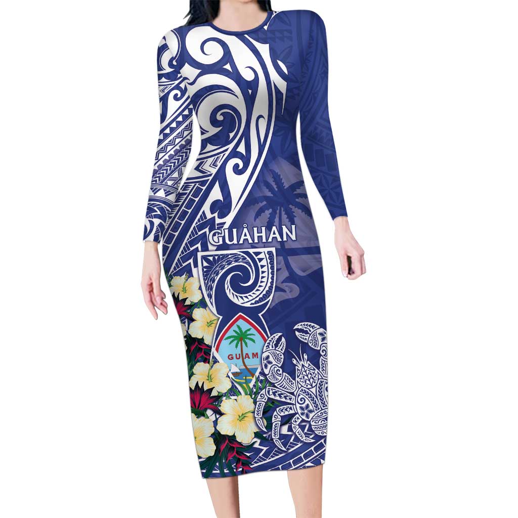 Personalised Hafa Adai Guam Family Matching Long Sleeve Bodycon Dress and Hawaiian Shirt Latte Stone With Coconut Crab