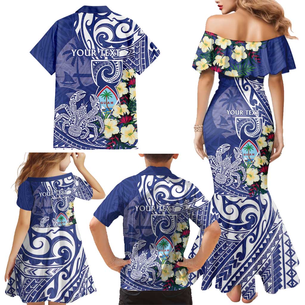 Personalised Hafa Adai Guam Family Matching Mermaid Dress and Hawaiian Shirt Latte Stone With Coconut Crab