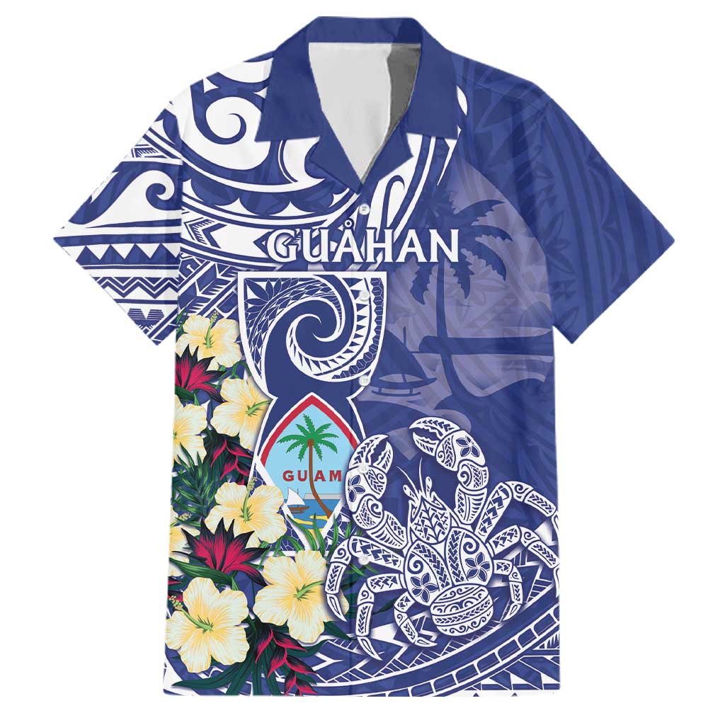 Personalised Hafa Adai Guam Family Matching Short Sleeve Bodycon Dress and Hawaiian Shirt Latte Stone With Coconut Crab