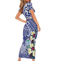 Personalised Hafa Adai Guam Family Matching Short Sleeve Bodycon Dress and Hawaiian Shirt Latte Stone With Coconut Crab