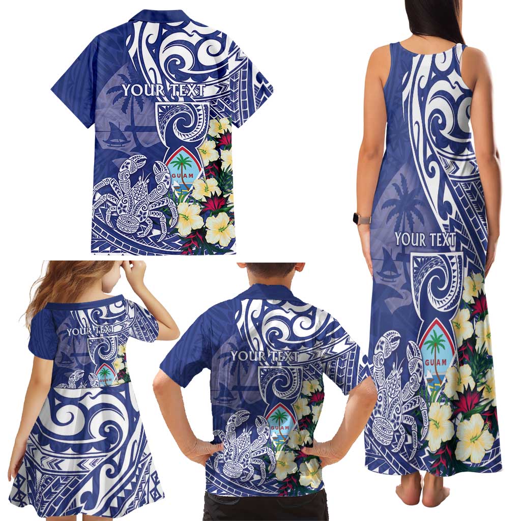 Personalised Hafa Adai Guam Family Matching Tank Maxi Dress and Hawaiian Shirt Latte Stone With Coconut Crab