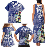 Personalised Hafa Adai Guam Family Matching Tank Maxi Dress and Hawaiian Shirt Latte Stone With Coconut Crab