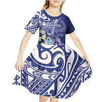 Personalised Hafa Adai Guam Kid Short Sleeve Dress Latte Stone With Coconut Crab LT05 - Polynesian Pride