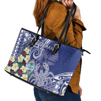 Hafa Adai Guam Leather Tote Bag Latte Stone With Coconut Crab