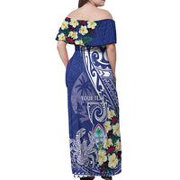 Personalised Hafa Adai Guam Off Shoulder Maxi Dress Latte Stone With Coconut Crab LT05 - Polynesian Pride