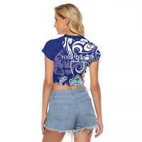 Personalised Hafa Adai Guam Raglan Cropped T Shirt Latte Stone With Coconut Crab