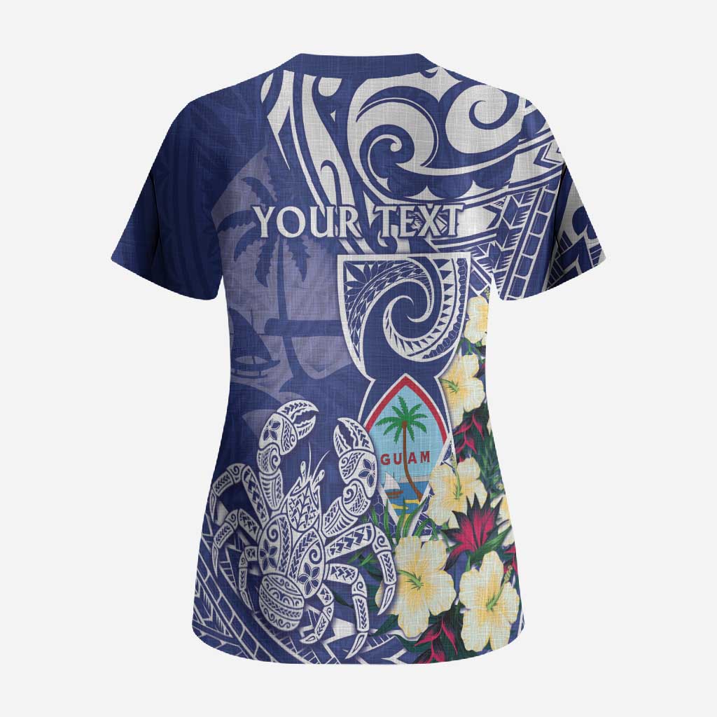 Personalised Hafa Adai Guam Scrub Top Latte Stone With Coconut Crab