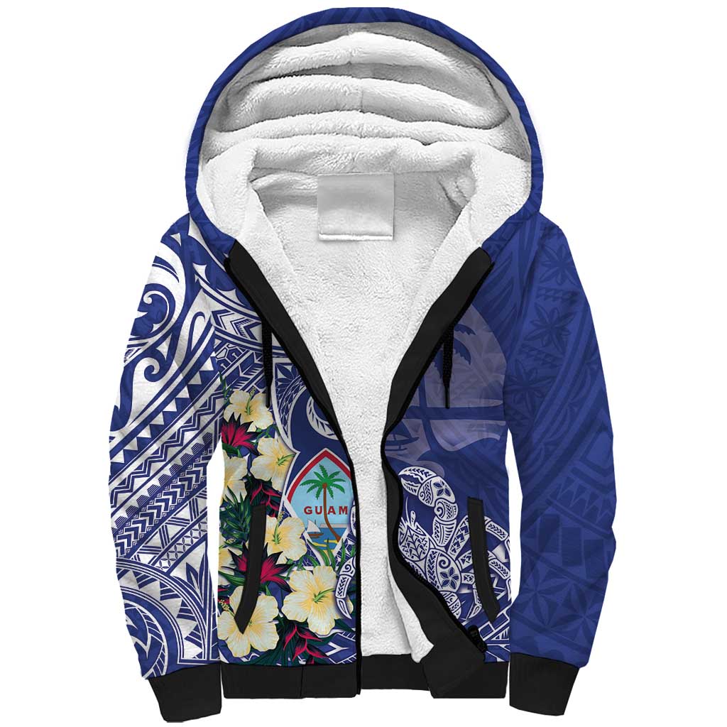 Personalised Hafa Adai Guam Sherpa Hoodie Latte Stone With Coconut Crab