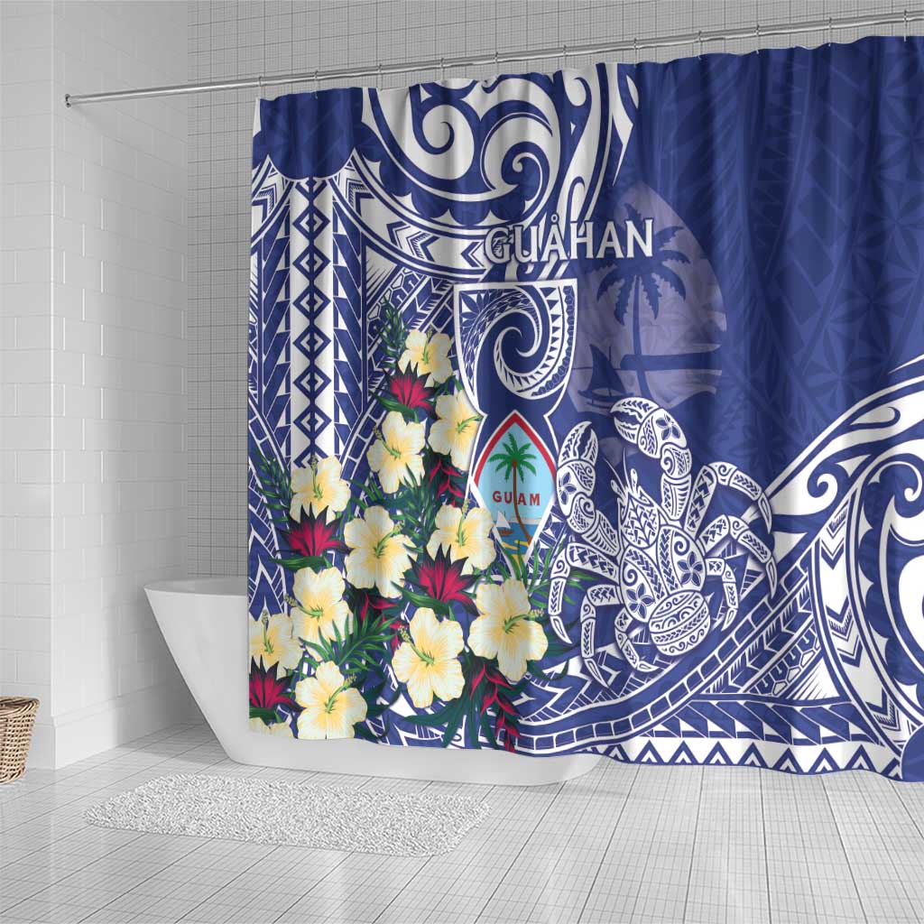 Hafa Adai Guam Shower Curtain Latte Stone With Coconut Crab