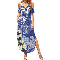 Personalised Hafa Adai Guam Summer Maxi Dress Latte Stone With Coconut Crab