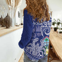 Personalised Hafa Adai Guam Women Casual Shirt Latte Stone With Coconut Crab LT05 - Polynesian Pride