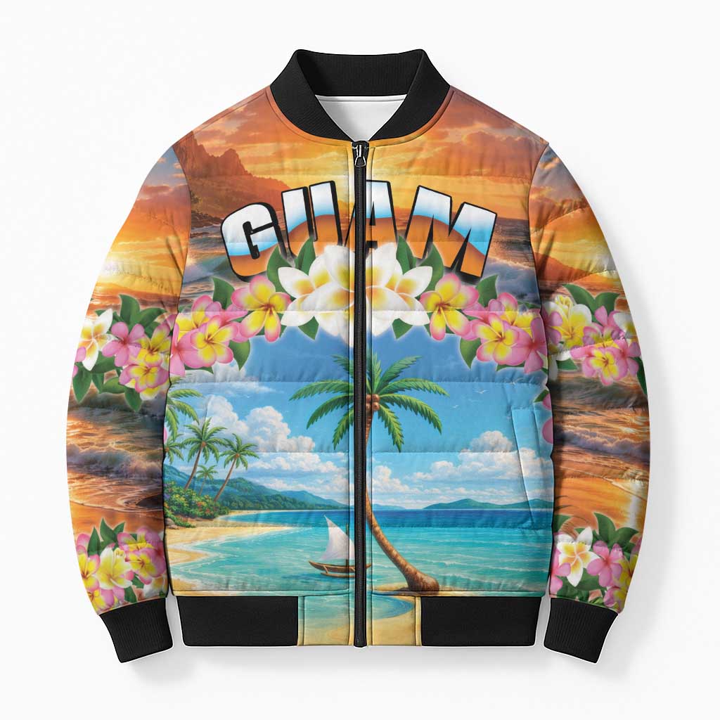 Guam Bomber Puffer Jacket Eternal Summer Sunset Beach