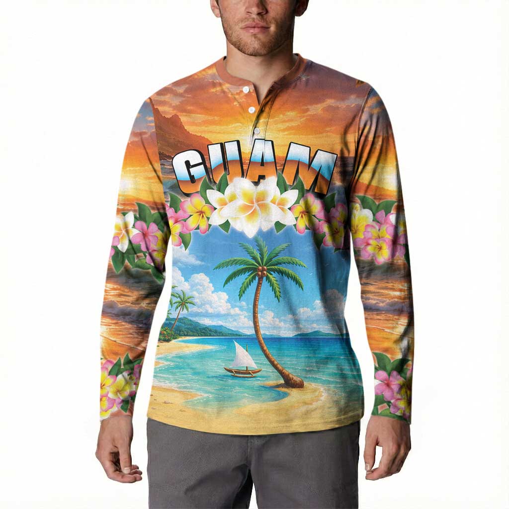 Guam Button Sweatshirt Eternal Summer Sunset Beach