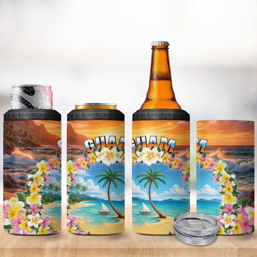 Guam 4 in 1 Can Cooler Tumbler Eternal Summer Sunset Beach
