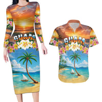 Guam Couples Matching Long Sleeve Bodycon Dress and Hawaiian Shirt Eternal Summer Sunset Beach LT05 Colorful - Polynesian Pride