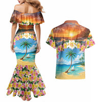 Guam Couples Matching Mermaid Dress and Hawaiian Shirt Eternal Summer Sunset Beach