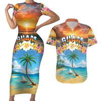 Guam Couples Matching Short Sleeve Bodycon Dress and Hawaiian Shirt Eternal Summer Sunset Beach LT05 Colorful - Polynesian Pride